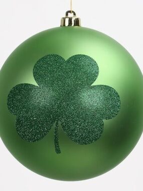 Green Shamrock Holiday Ornament -new shatterproof